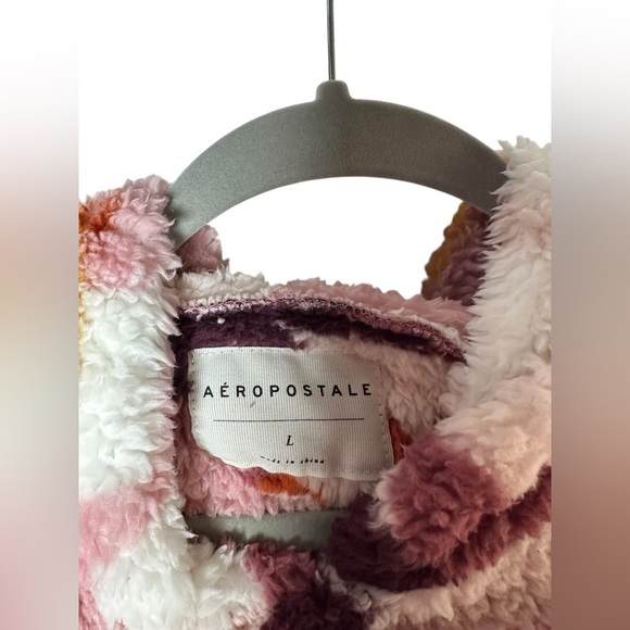 Aeropostale Sherpa Hoodie Women’s Large Aztec Fleece Pullover Hooded Sweatshirt - Picture 6 of 8